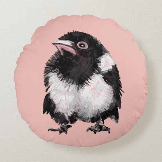 Kleine magpie rond kussen (Voorkant)