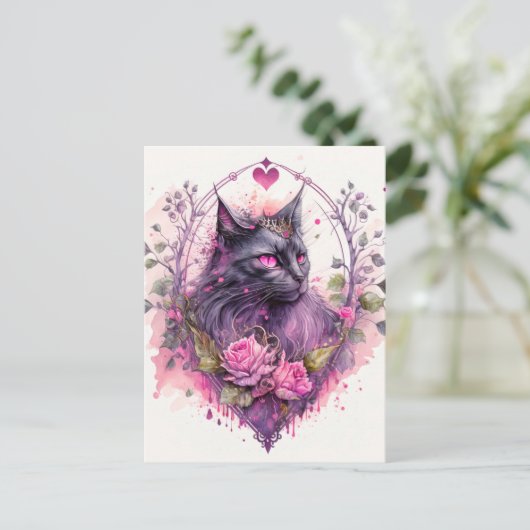 Kleine Majestic Kitty Kat Heks | Halloween Briefkaart (Staand voorkant)