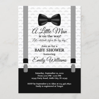Kleine Man Baby shower nodigt Bow Stropdas Shower Kaart