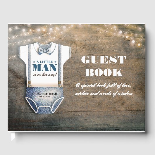 Kleine Man Baby shower Wensen en Wijsheid Gastenboek (Voorkant)