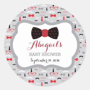 Kleine Man Baby showers Sticker, zwart, rood, grij Ronde Sticker