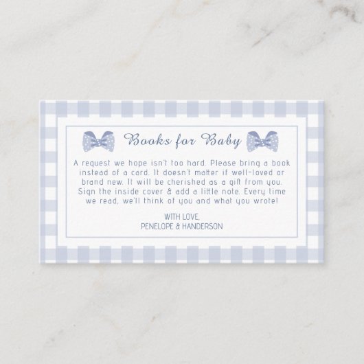 Kleine Man Blauwe boog stropdas baby shower Informatiekaartje (Voorkant)