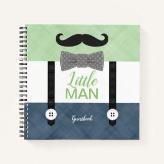 Kleine man groene navy baby douche notitieboek