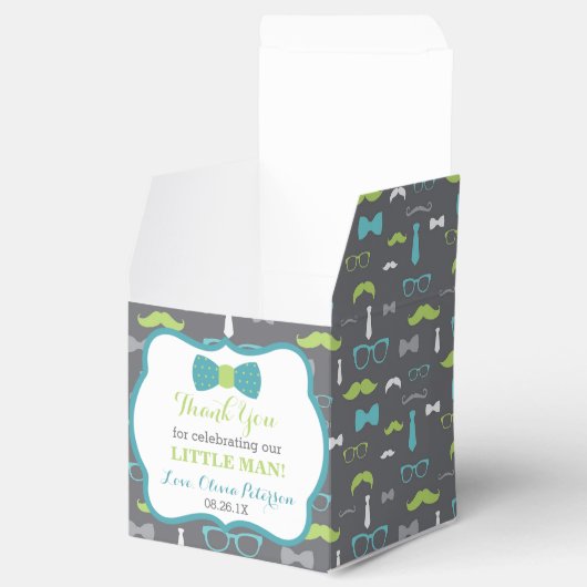 Kleine Man gunst doos, Baby shower Bedankdoosjes (Geopend)