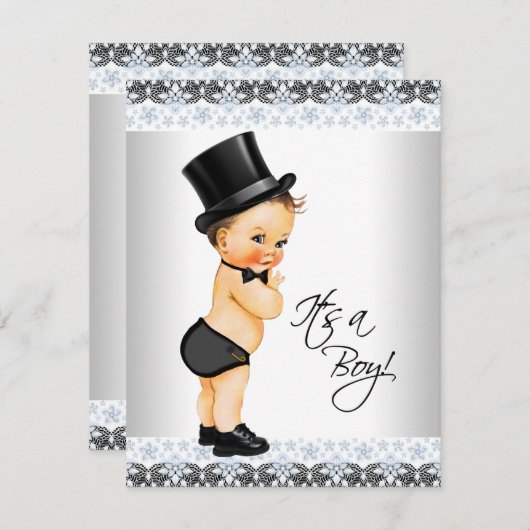 Kleine man, het is een jongens baby boy shower kaart (Voorkant / Achterkant)