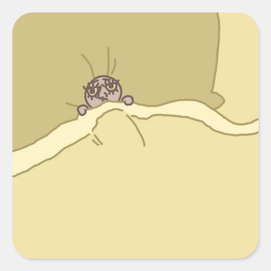Kleine man in bed Sticker (Voorkant)
