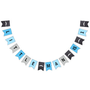 "KLEINE MAN IS 1" - EERSTE BIRTHDAAG - blauw Vlaggetjes