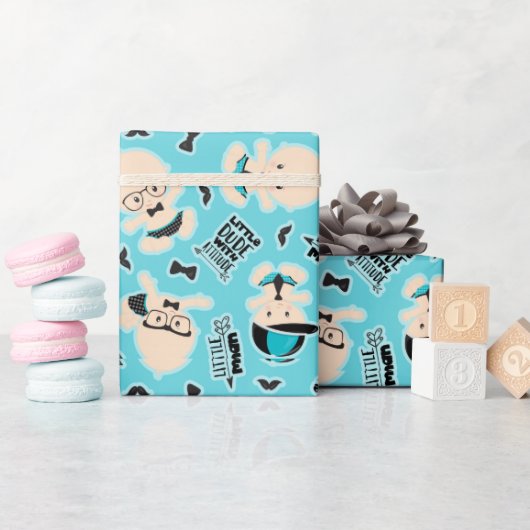 Kleine man kerel woordkunstenpatroon warme omhulse cadeaupapier (Baby Shower)