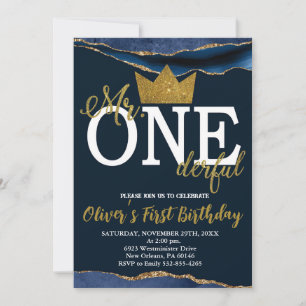 Kleine man, meneer One-derful verjaardag, Navy & G Kaart