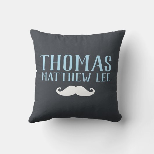 Kleine Man Mustache New Baby Boy Birth Stats Kussen (Achterkant)