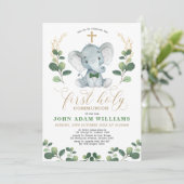 Kleine Man Oerwoud Elephant First Heilige Communie Kaart (Staand voorkant)