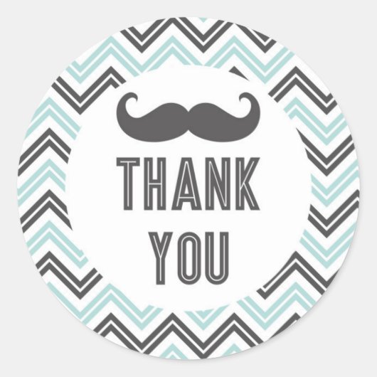 Kleine Man snor Chevron dank u Sticker (Voorkant)