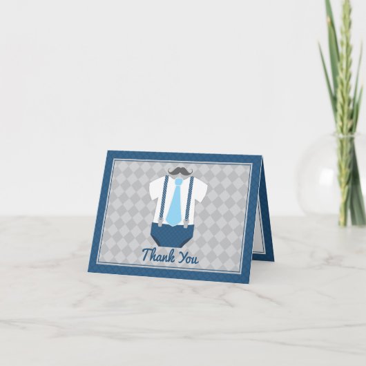 Kleine Man snor Stropdas Baby shower dank u Bedankkaart (Voorkant)