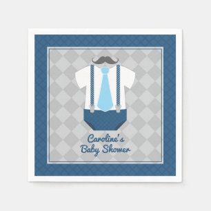 Kleine Man snor Stropdas Suspenders Baby shower Servet