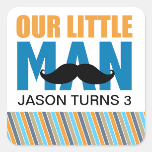 Kleine Man vierkante Sticker labels
