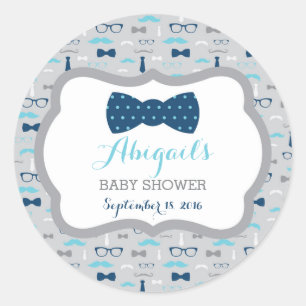 Kleine Mannen Baby showers Sticker, Baby blauw, Na Ronde Sticker