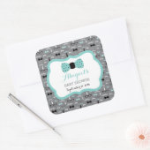 Kleine Mannen Baby showers Sticker, Blauwgroen, gr Vierkante Sticker (Envelop)
