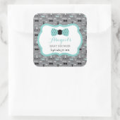 Kleine Mannen Baby showers Sticker, Blauwgroen, gr Vierkante Sticker (Tas)