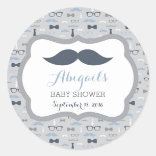 Kleine Mannen Baby showers Sticker, marineblauw, g Ronde Sticker