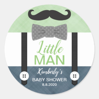 Kleine mannen boog stropdas groen marineblauw jong ronde sticker