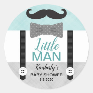 Kleine mannen boog stropdas mint groen grijs jonge ronde sticker
