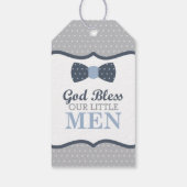 Kleine Mannen Dank u Label, blauw, grijs, doop Cadeaulabel (Achterkant)