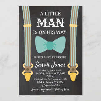 Kleine Mannen Suspenders Baby shower Boy Baby show Kaart