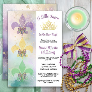 Kleine Mardi Gras Koningin Fleur de Lis Baby Showe Kaart
