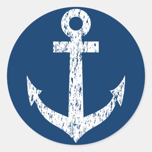 Kleine marineblauwe stickers met  bootanker (Voorkant)
