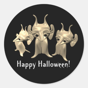 Kleine martianen, Happy Halloween, gepersonaliseer Ronde Sticker