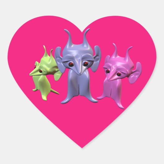 Kleine martianen hart sticker (Voorkant)