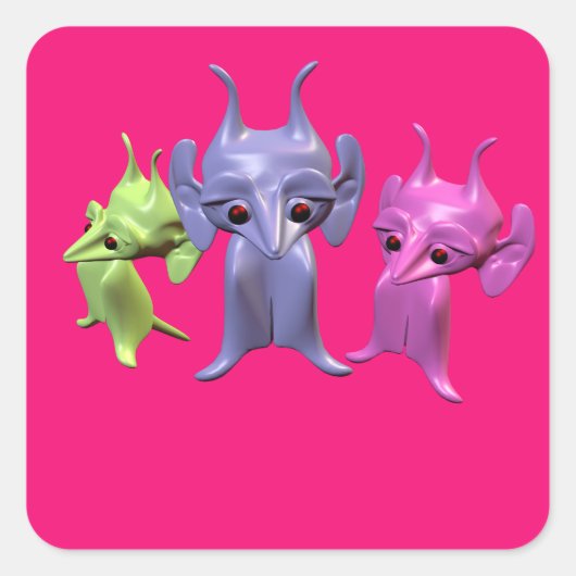 Kleine martianen vierkante sticker (Voorkant)