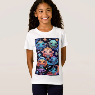 Kleine Meerkleurige Buitenaardse Wezens in de Ruim T-shirt