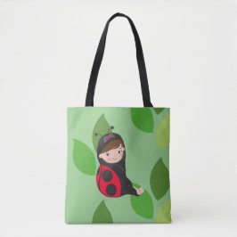 Kleine meid in Red Ladybug Costume Draagtas