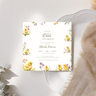 Kleine meid is op weg naar boerderij baby shower kaart