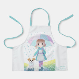 Kleine meid regenachtige dag schort