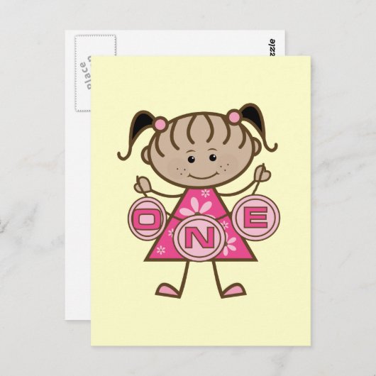 Kleine Meisje 1e Verjaardag T-shirts en geschenken Briefkaart (Voorkant / Achterkant)