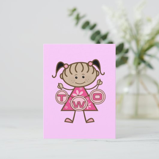 Kleine Meisje 2e Verjaardag T-shirts en geschenken Briefkaart (Staand voorkant)
