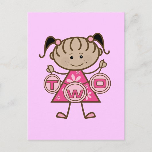 Kleine Meisje 2e Verjaardag T-shirts en geschenken Briefkaart (Voorkant)