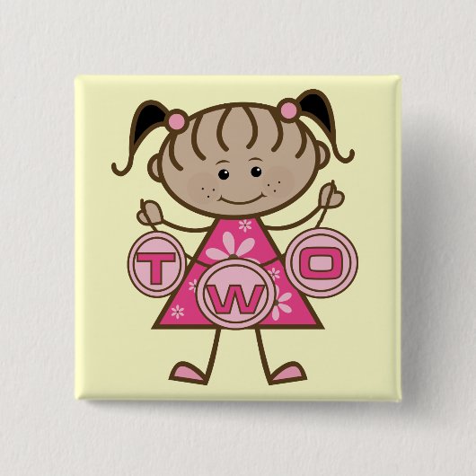 Kleine Meisje 2e Verjaardag T-shirts en geschenken Vierkante Button 5,1 Cm (Voorkant)