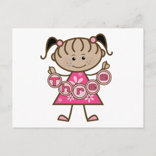 Kleine Meisje 3e Verjaardag Tshirts en Gifts Briefkaart