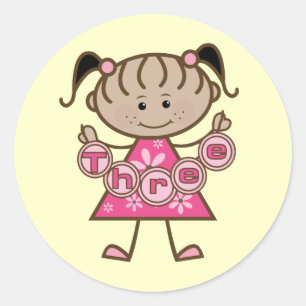 Kleine Meisje 3e Verjaardag Tshirts en Gifts Ronde Sticker