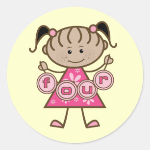Kleine Meisje 4e Verjaardag Tshirts en Gifts Ronde Sticker
