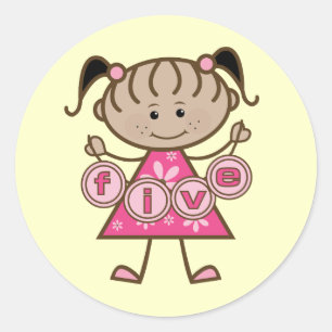 Kleine Meisje 5e Verjaardag Tshirts en Gifts Ronde Sticker