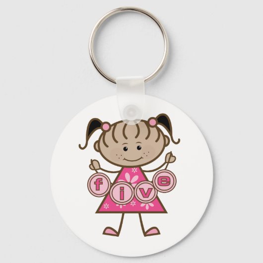 Kleine Meisje 5e Verjaardag Tshirts en Gifts Sleutelhanger (Voorkant)