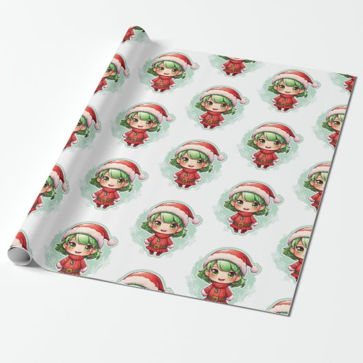 Kleine Meisje Elf Xmas Magic Cadeaupapier (Uitgerold)