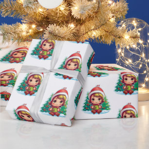 Kleine Meisje Elf Xmas Magic Cadeaupapier