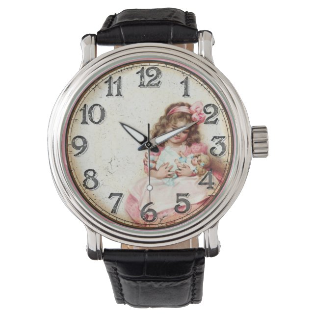 Kleine Meisje en Haar  Doll Horloge (Voorkant)
