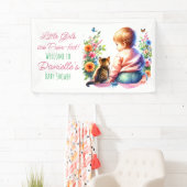 Kleine Meisje en Kitten | BABY SHOWER WATERVERF Spandoek (Insitu)