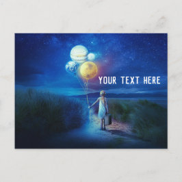 Kleine Meisje Holding Planet Ballons Briefkaart